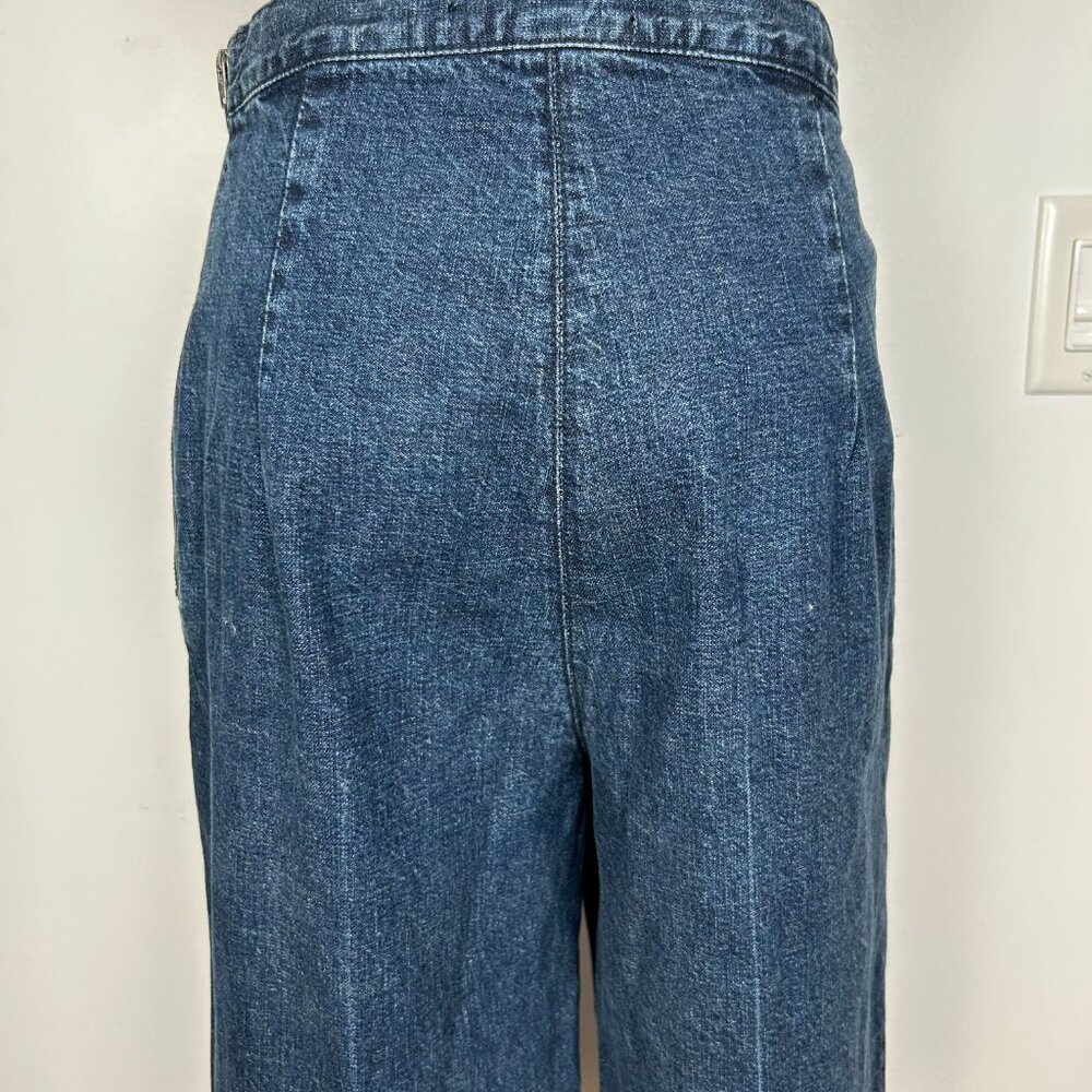 Rachel Comey Women Blue Straight Leg Cut-Off Side Zip Cotton Pull On Jeans 4 - Picture 3 of 9